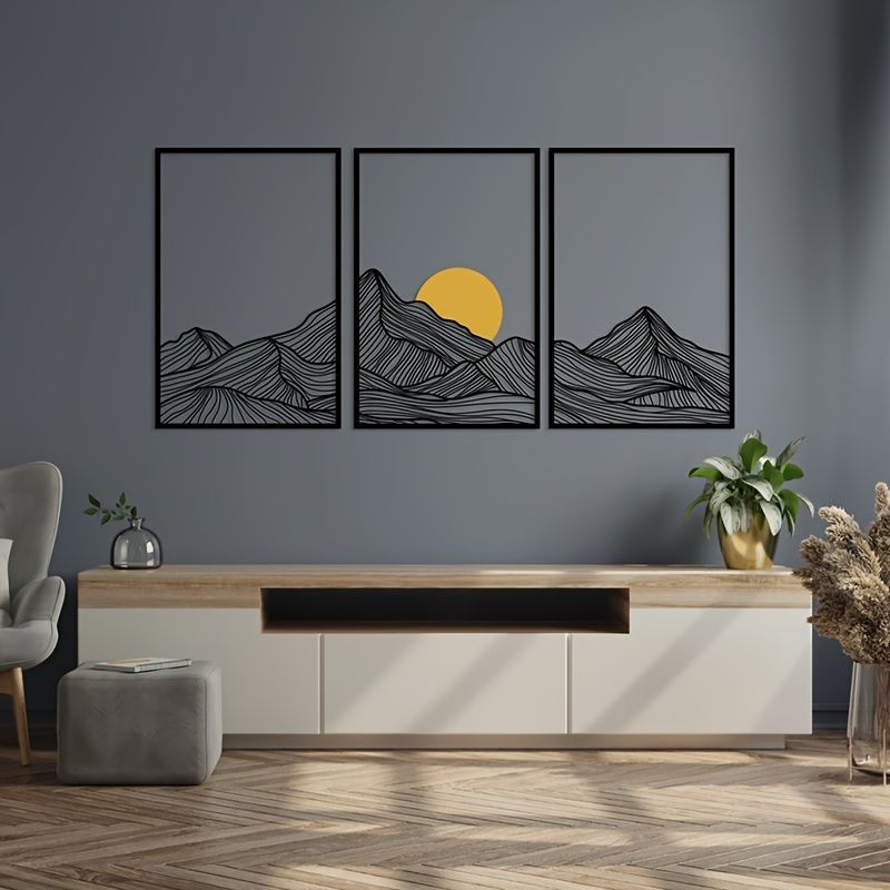 ウォールアート 3点セット - : 人気3個セット立体感有り30x46cmメタル