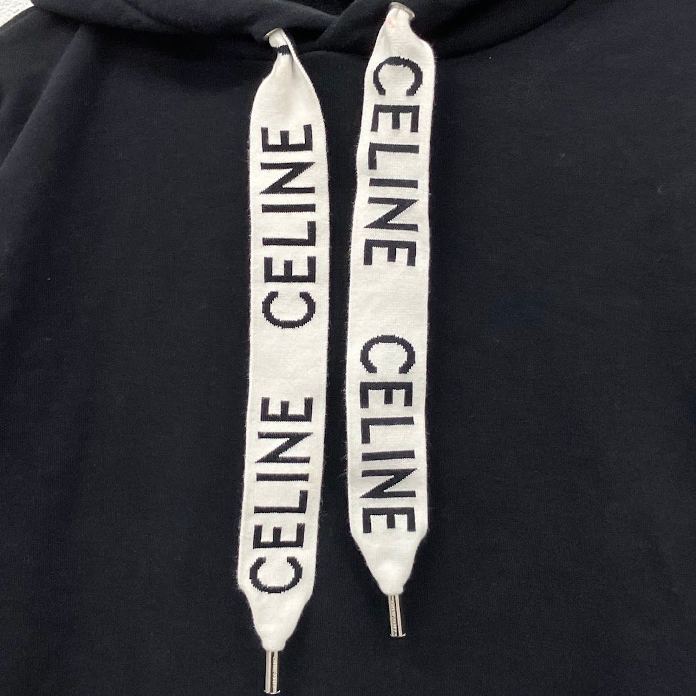 美品　CELINE パーカー　ドローコード　XL CELINE パーカー サイズS グレー ドローコードロゴ 中古・古着通販