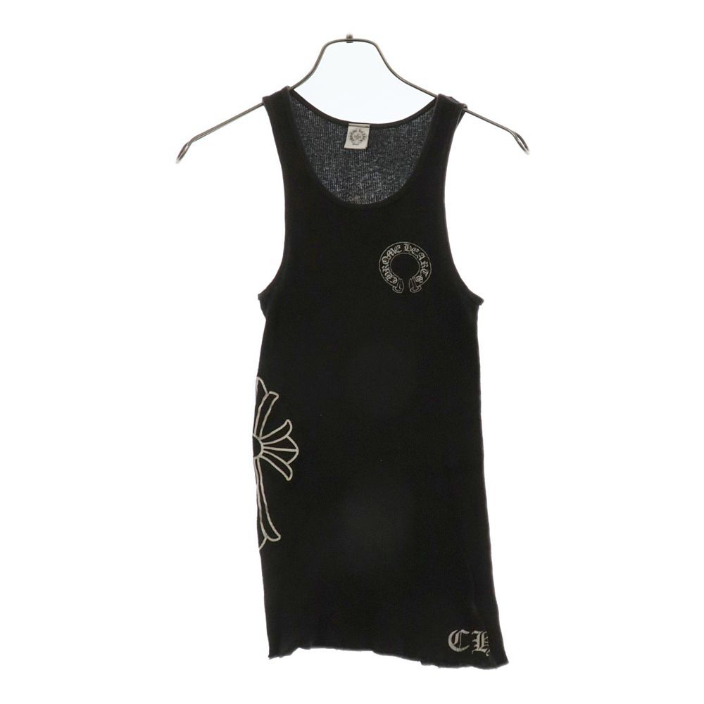 CHROME HEARTS (クロムハーツ) CH CRS サイドロゴプリント CHクロス タンクトップ ブラック