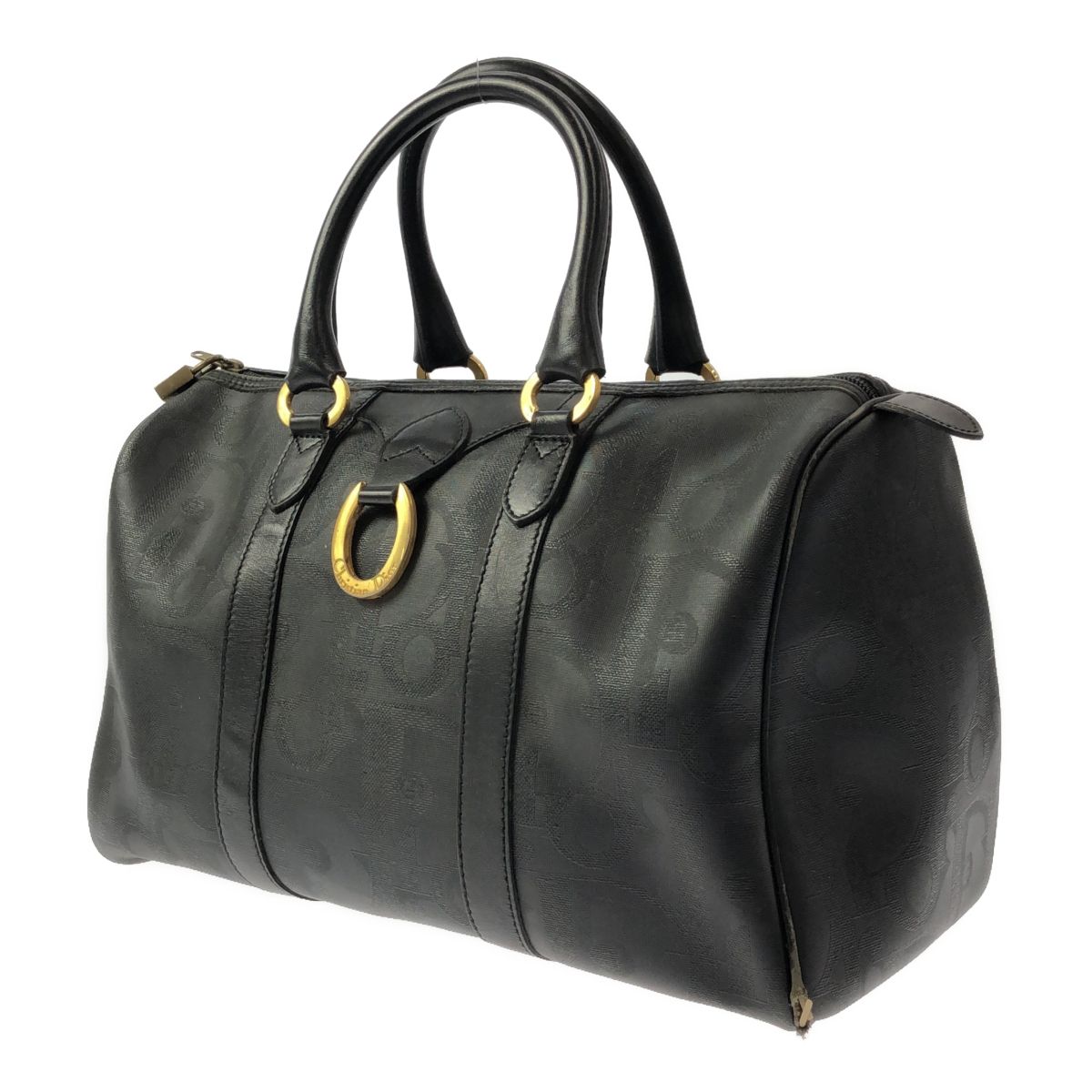 ◆中古品◆Christian Dior クリスチャンディオール トロッター ロゴ柄 2WAY ボストンバッグ 旅行 ハンドバッグ old dior  ブラック系Q58268NSD