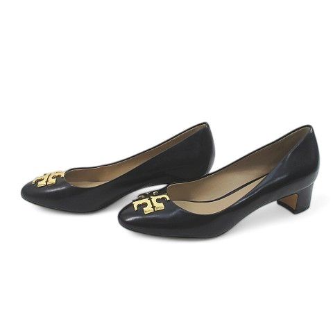 【値下】Tory Burch 黒 パンプス ゴールドチェーン付き トリーバーチ TORY BURCH パンプス ゴールド金具 7C ブラック 黒