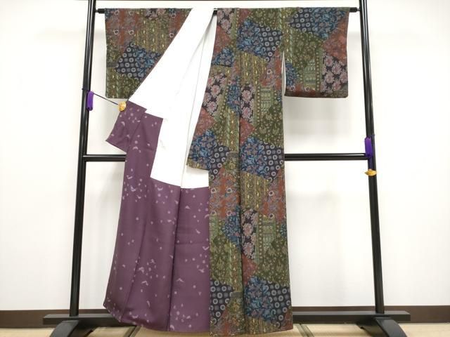 平和屋本店□極上 前田仁仙 仁仙更紗 小紋 切嵌動物枝花文 逸品  