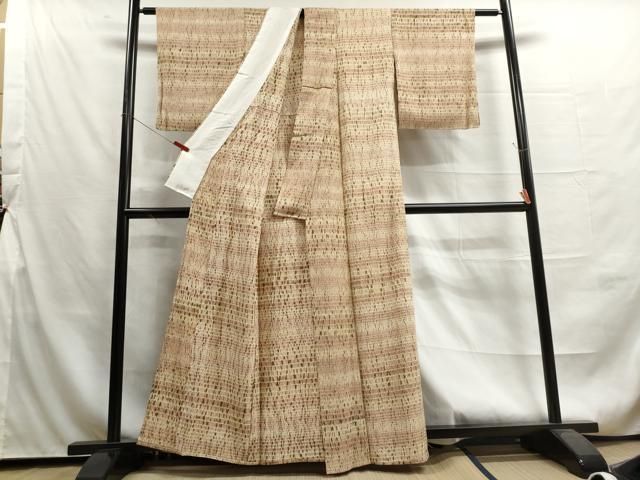 平和屋着物▽上質な小紋 単衣 杢目絞り 霞文 正絹 逸品 DAAU2629ud