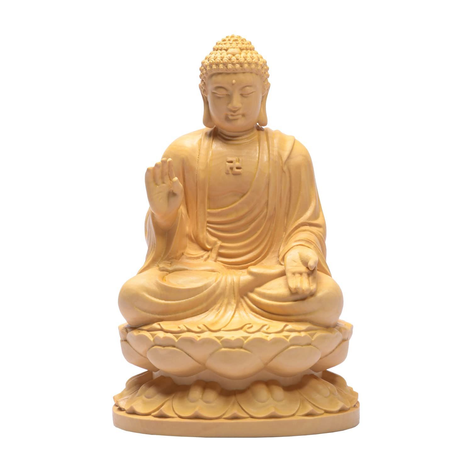 仏教美術 唐木 彫刻 蓮花枝 如意 29cmx6cm(RC947)