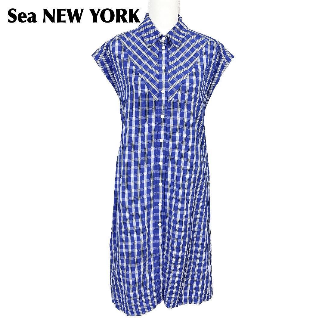 Sea NEW YORK 半袖シャツワンピース 背中空き ブルーチェック