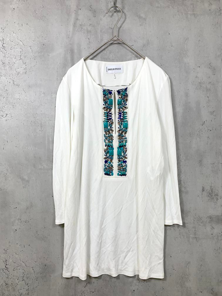 美品 EMILIO PUCCI エミリオプッチ ビジュー カットソー size44