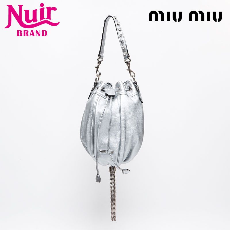 Miu Miu ミュウ ミュウ ハンドバッグ ラインストーン レザー ビジュー