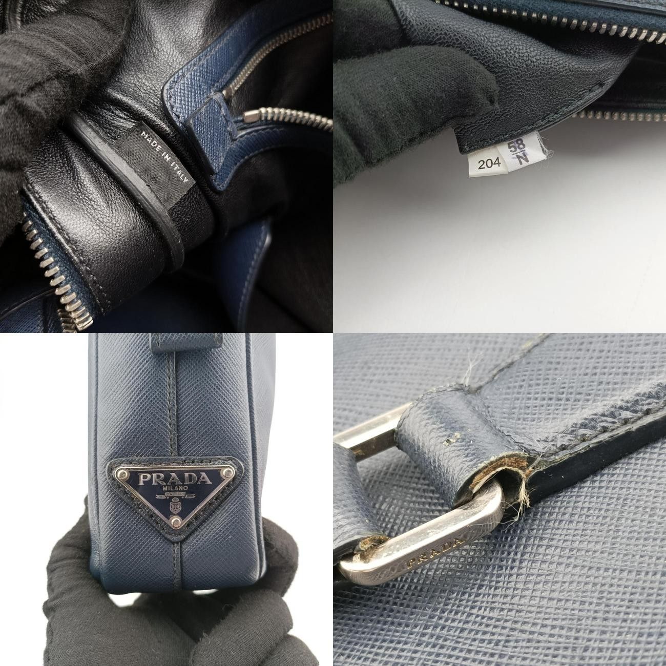 美品　PRADA 付属品付き　ビジネスバッグ 2VE011 サフィアーノ　紺 美品 PRADA 付属品付き ビジネスバッグ 2VE011 サフィアーノ 紺