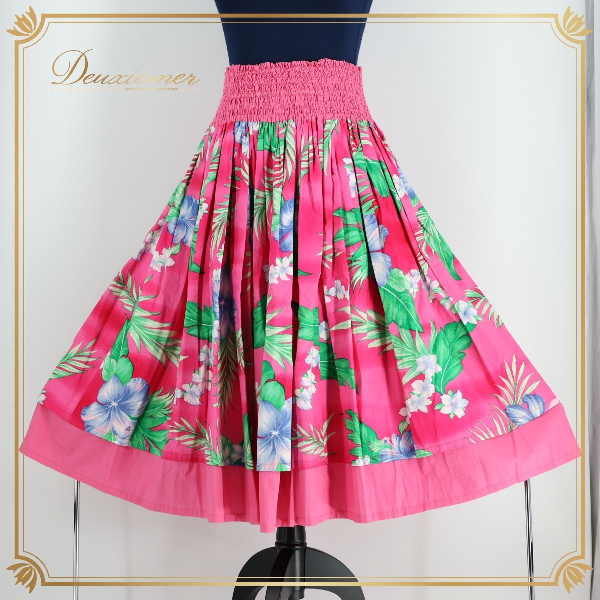 フラダンス用ピンクグリーンスカート フラダンス用スカート ピンクと