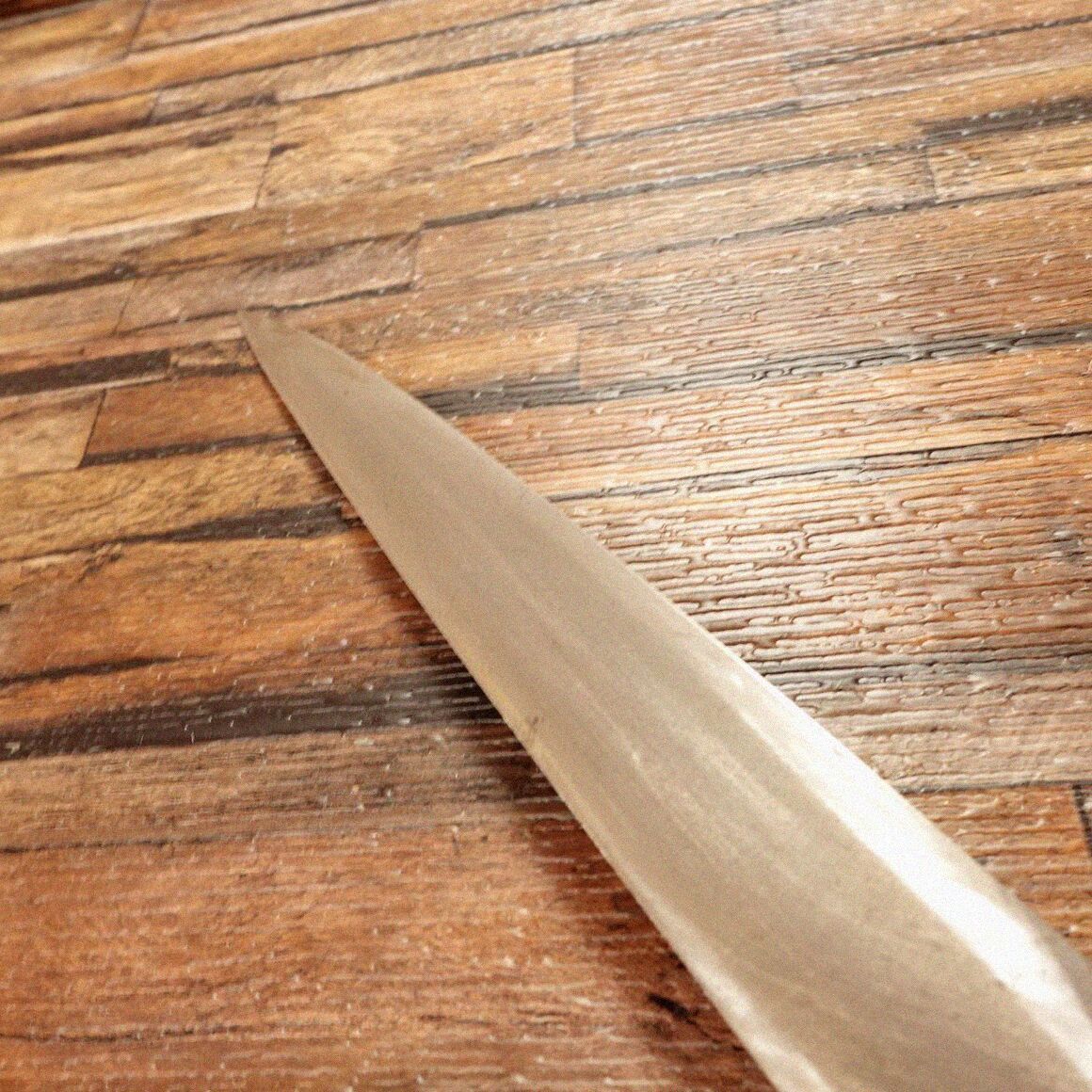 源宏明 柳刃包丁 研ぎ済 水牛柄 刺身包丁 ハガネ 使用感少 300mm