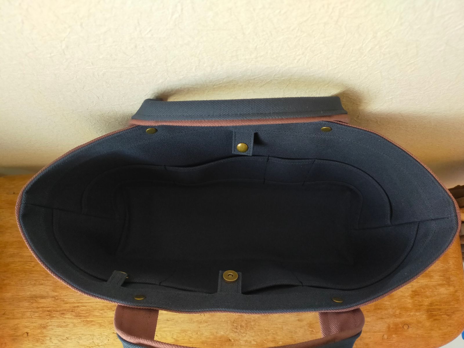 449. 国産ヴィンテージ 8号帆布トートバッグ ワイドL あずき