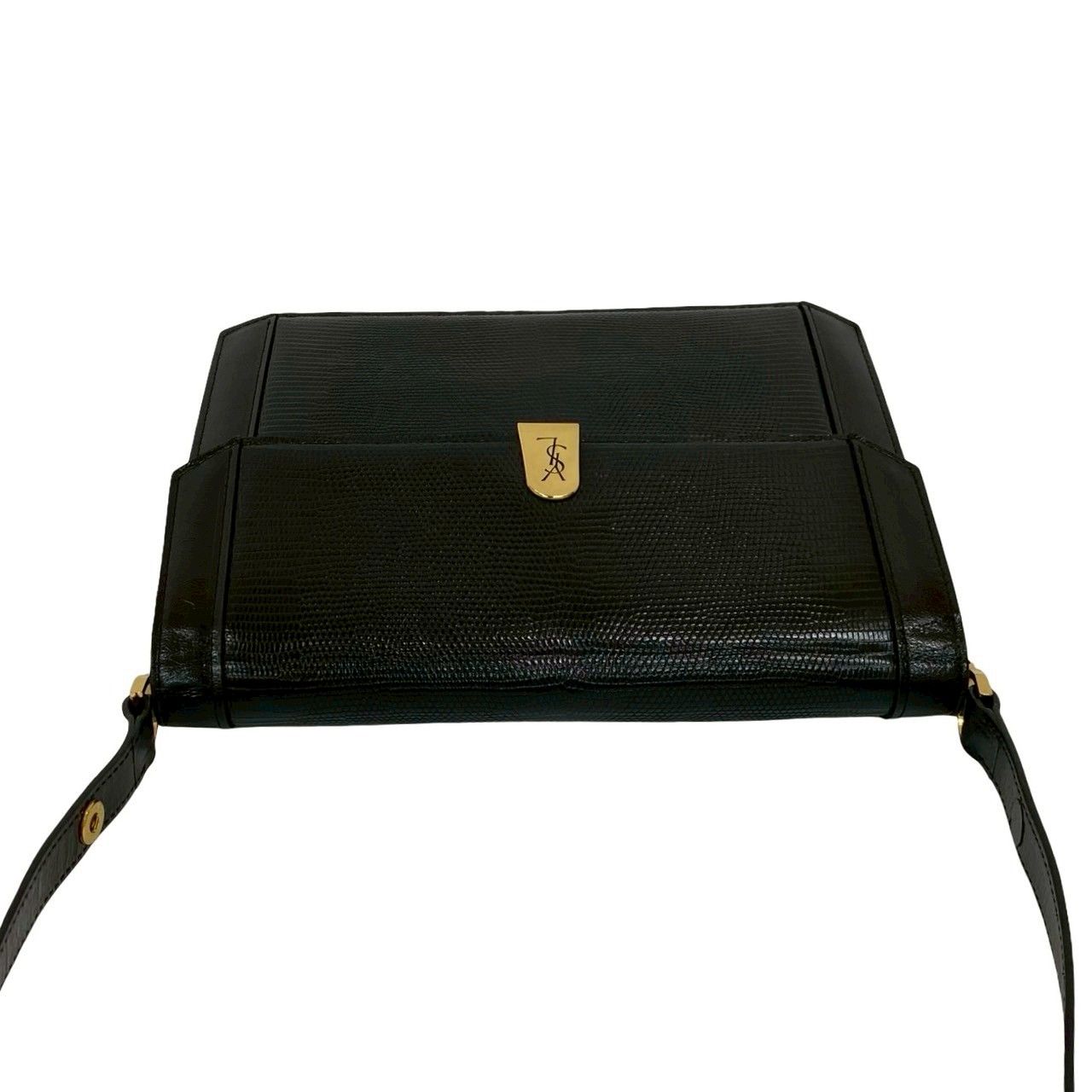 極 美品 YVES SAINT LAURENT イヴ サンローラン YSL ロゴ 金具 レザー 
