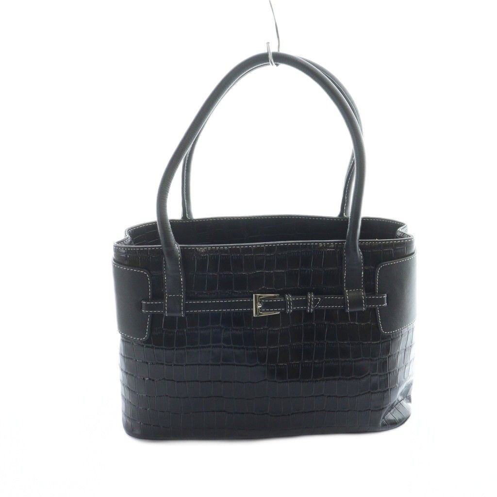 皇室御用達　ハマノ　 Hamano 　濱野皮革工藝　黒トートショルダーバック　Ａ４　チャックで閉まります。 HAMANO ハマノ 濱野皮革工藝 皇室御用達 ハンドバッグ レザー×スエード