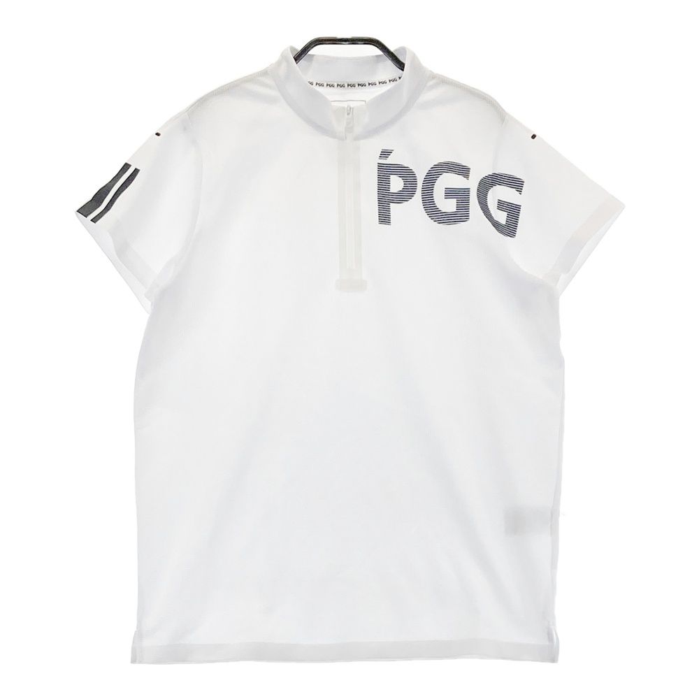 サイズ 1 PGG PEARLY GATES パーリーゲイツ 2025年モデル ハーフジップ 半袖Tシャツ ホワイト系 240101534731 ゴルフウェア レディース ストスト