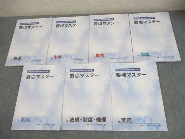 薬学ゼミナール 第108回 薬剤師国家試験対策 要点マスター1〜4/6/8/9 2023年合格目標 書き込みなし 計7冊 043M3D 薬学ゼミナール 第108回 薬剤師国家試験対策 要点マスター1～4/6/8/9