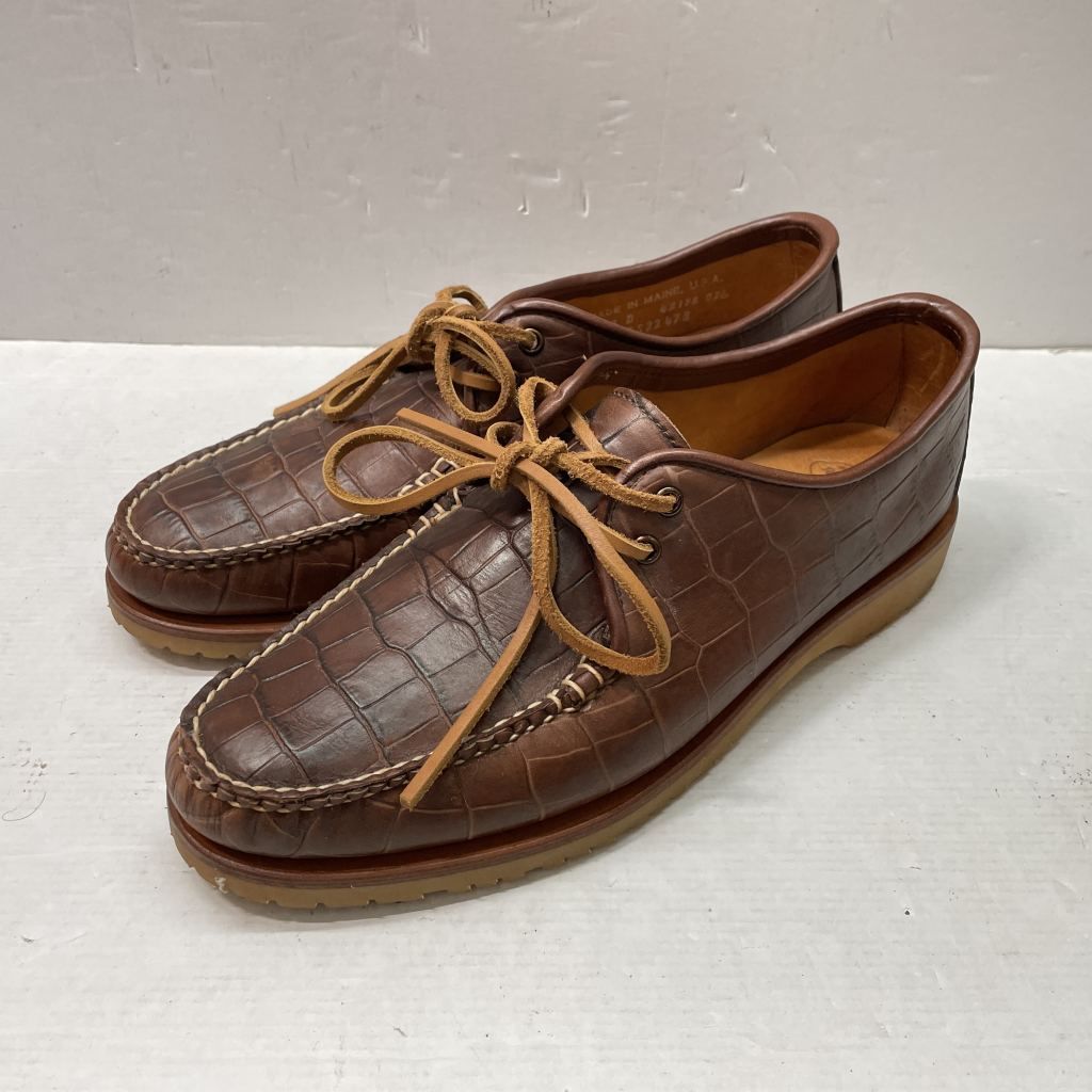 01w-5227 NOAH × Sperry Top Sider ノア × スペリートップサイダー Captain s Oxford クロコ型押しデッキシューズ ブラウン US10D メンズ レザー 箱無し 靴 品