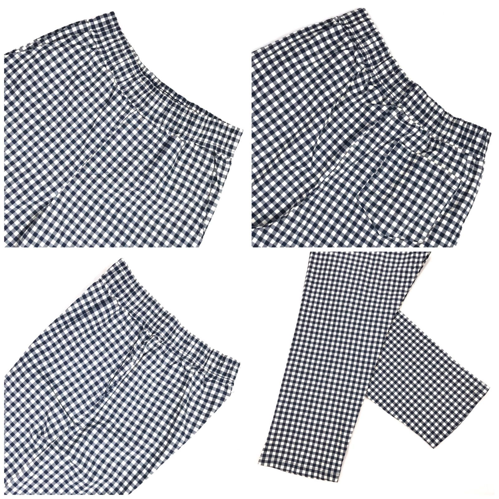 ２colors♪♪ ギンガムチェック リップル生地 ストレッチ入りコットン素材 シャーリングウエスト レングスフリー イージー