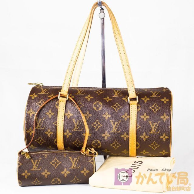 【Louis Vuitton】ルイ・ヴィトン パピヨン30 M51385 ポーチ付 モノグラム キャンバス ブラウン系 レディース ハンドバッグ ミニボストン 【中古品】 USED-AB 【9356】