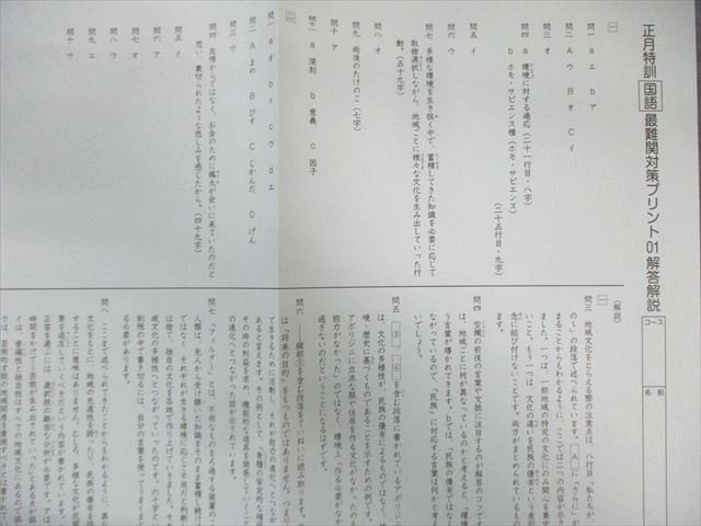 SAPIX サピックス 冬期講習/正月特訓/最難関対策プリント 国語 通年