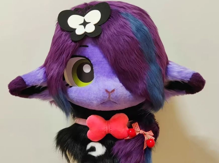 ファースーツ 着ぐるみセット NO.93 パープル ケモノ ファースーツ 全頭ヘッド ぬいぐるみ コスプレ コスチューム