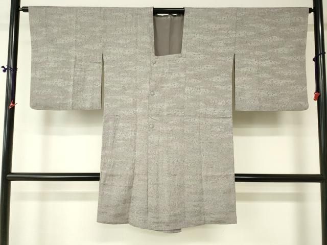 平和屋着物野の陶人　加藤唐九郎　陶彩染　膨れ織り　道行コート　霞文　ロング丈　正絹　逸品　DAAK9062cm