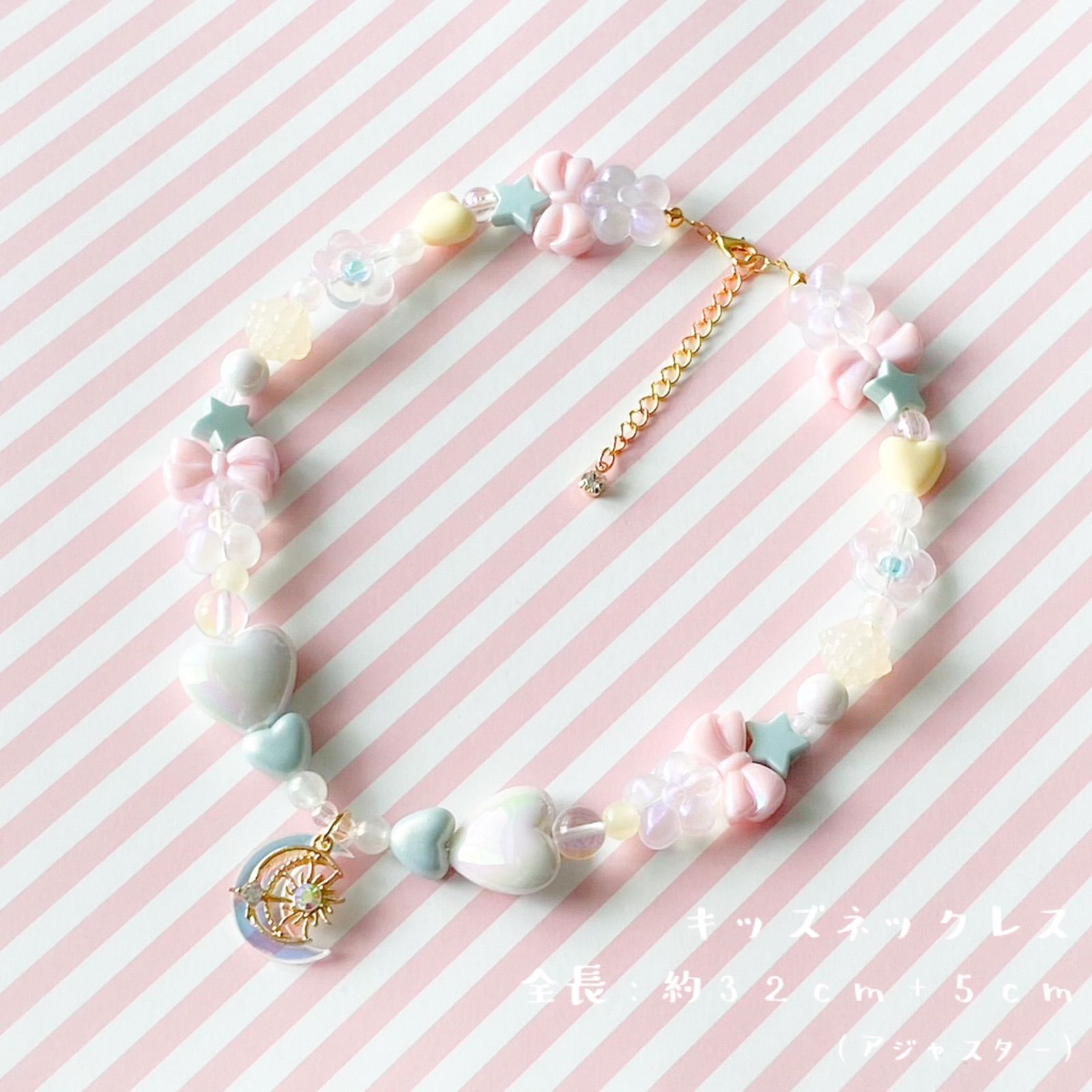 little princess＊yume kawa - mint blue wing キッズイヤリング + キッズ ネックレス セット ＊ キッズアクセサリー プレゼント ハロウィン 女の子 ゆめかわ noakoma