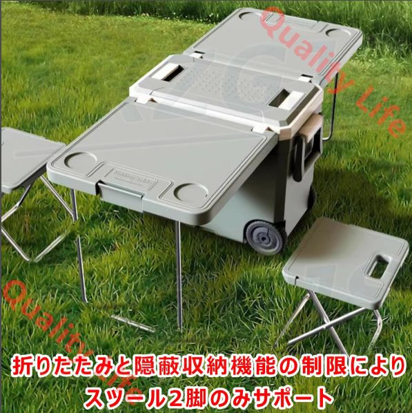 クーラーボックス 大型 32L 折りたたみ テーブル 椅子2脚 48時間保冷 3時間保温 ポータブル 食品グレード 冷蔵庫 ハンドル キャスター付き 氷 フルーツ ビール 飲料 冷蔵 車 屋外 キャンプ ピクニック 釣り OLIVEOS_COM_TR
