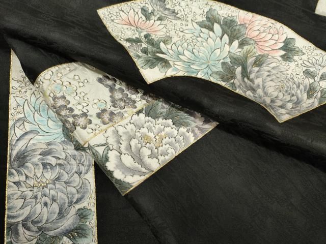 平和屋着物○上質な小紋 色紙重ね吉祥花文 御召縮緬 正絹 逸品