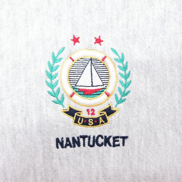 M|古着 長袖 チャンピオン Champion リバースウィーブ メンズ 90s ナンタケット クルーネック 薄グレー 霜降り 25sep22 スウェット ス