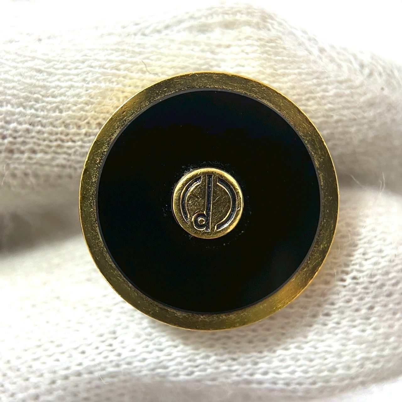 FU【dunhill】dロゴ カフス オニキス ブラック/黒 ゴールド/金カラー