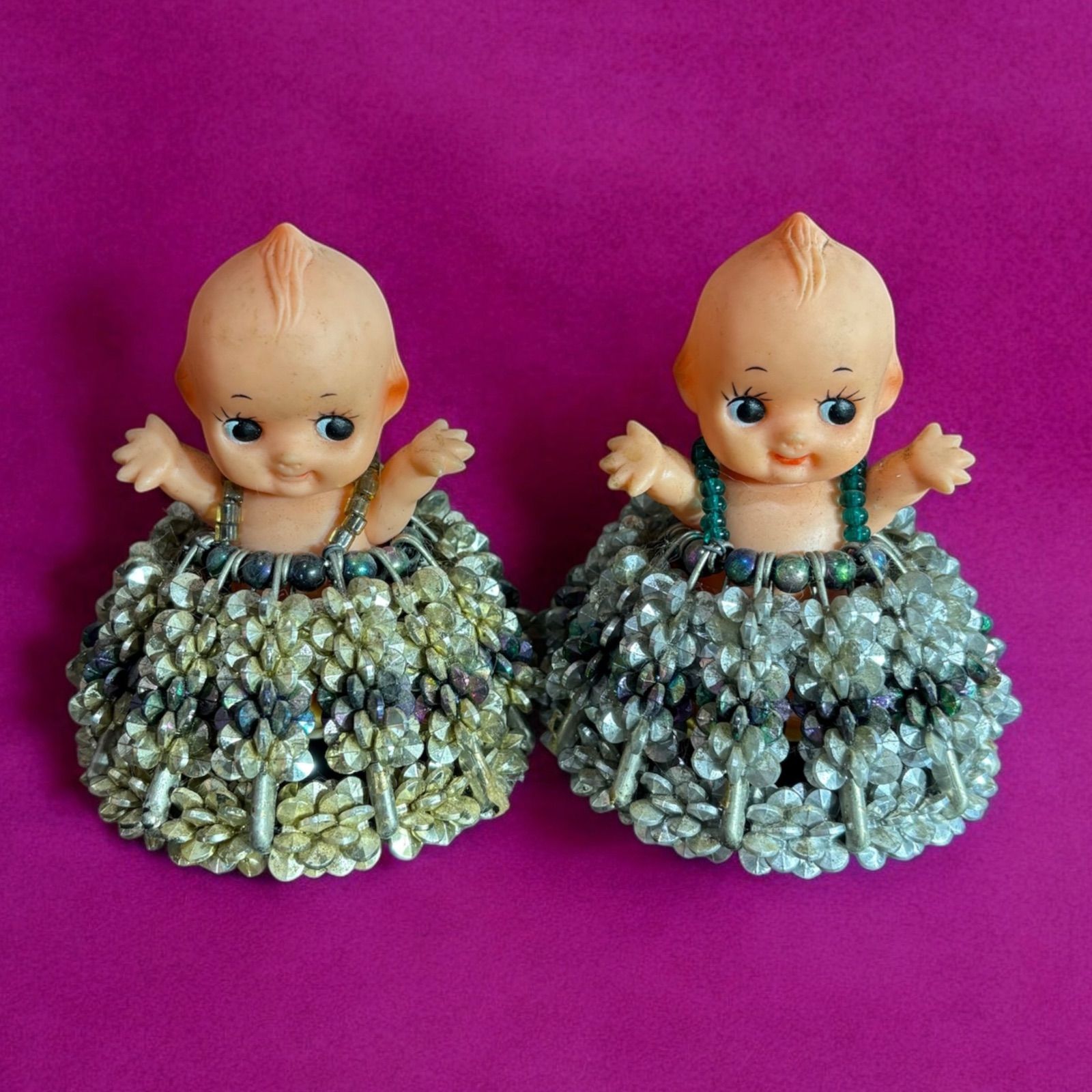 豪奢な 2体セット】キューピー人形 ハンドメイド ドレス ビーズ作品 その他