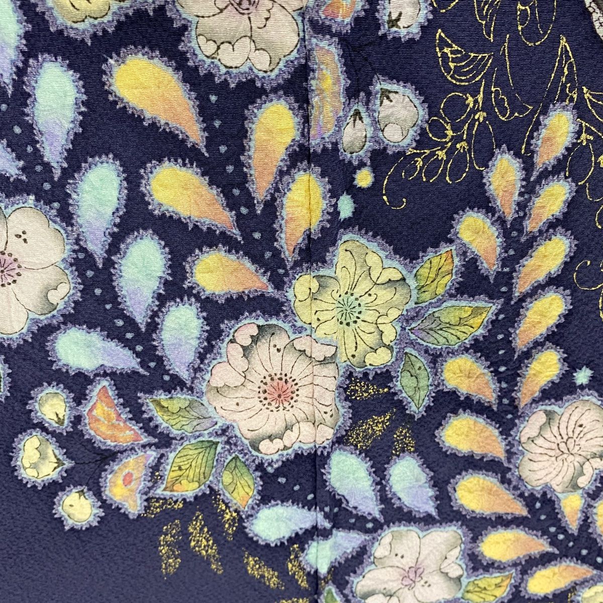 振袖 美品 逸品 落款 辻が花柄 銀通し ぼかし 緑 袷 身丈164.5cm 裄