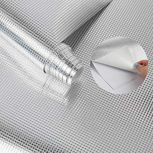 シルバー 貼り付ける_45*400cm 食器棚シート 粘着 キッチンシート 45*400cm 滑り止めシート 簡単貼付 汚れ防止 油汚れ落としやすい 貼れる保護シート 引き出し/シェルフライナー/靴箱/下駄箱用シ