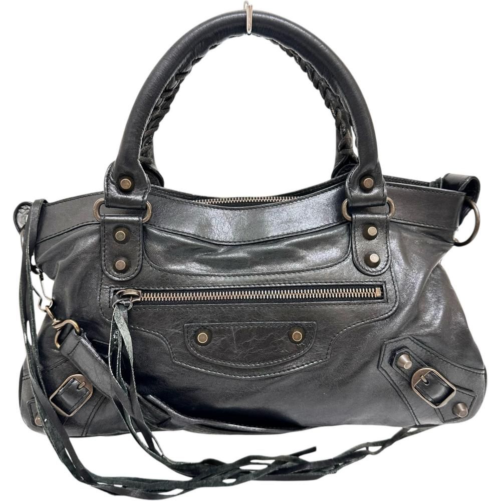 BALENCIAGA|バレンシアガ ザ ファースト 103208 2WAYワンショルダーバッグ ハンドバッグ レザー ブラック|ヴィンテージ風金具 レディース 真子質店 BL