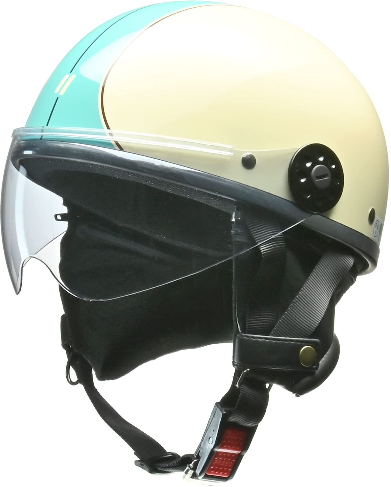 特価商品リード工業LEAD バイク用ハーフヘルメット O-ONEオワン アイボリー/ブルー - フリー57-60cm未満