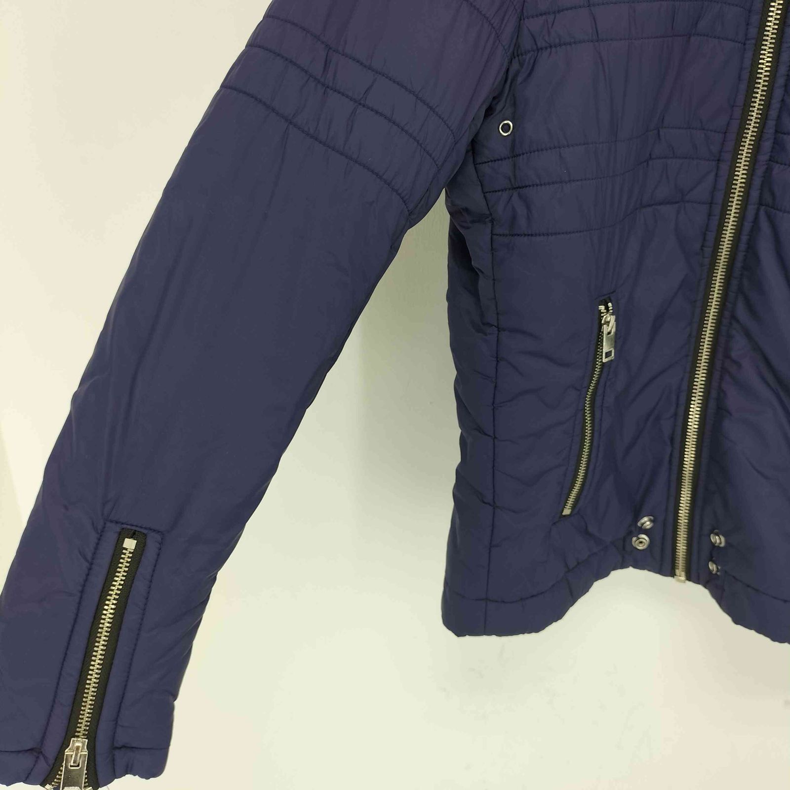 美品　ディーゼル　DIESEL ナイロン　ライダースジャケット　裏地ロゴ　紺　M ディーゼル DIESEL 裏地ロゴ ナイロンライダースジャケット