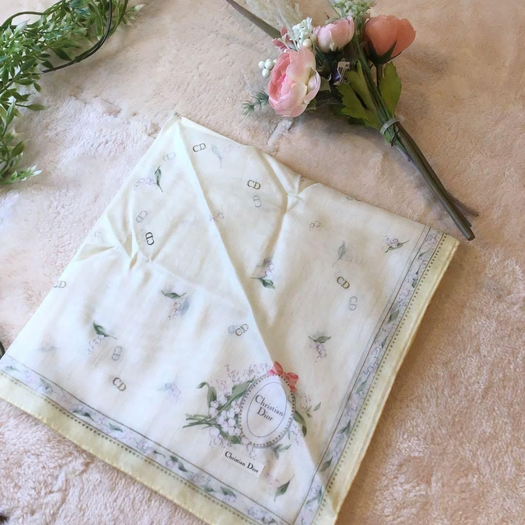 クリスチャンディオール ハンカチ スカーフ Christian Dior すずらん