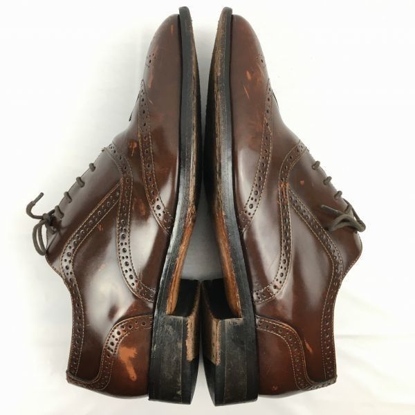 AMBLER/エムブラー　Vintage/オールレザー　フルブローグ　ウイングチップ　ビジネスシューズ　茶　サイズ7.5　25.5程度　メンズ/管NO.ZH-65 AMBLER/エムブラー Vintage/オールレザー フルブローグ ウイングチップ