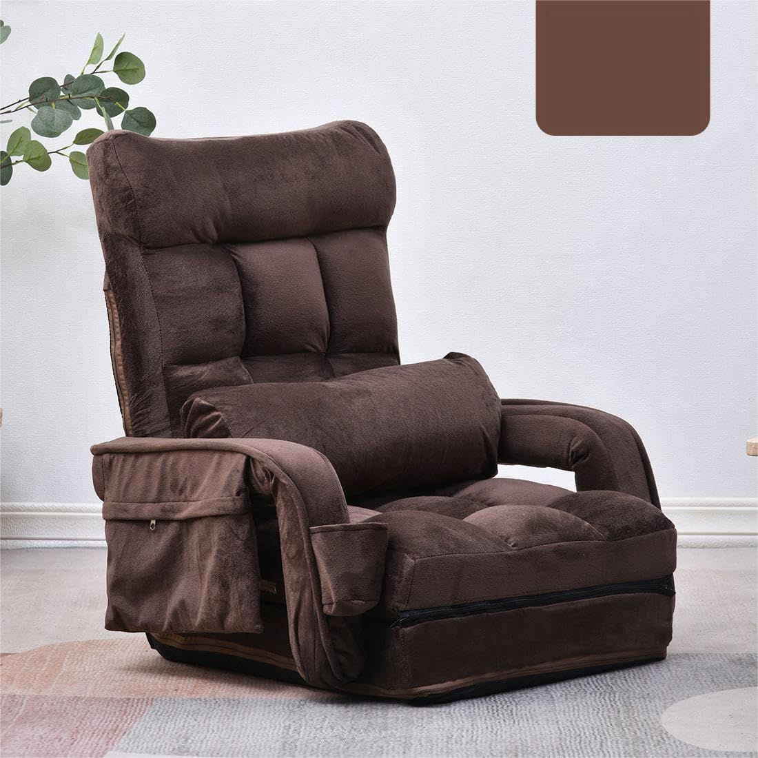 冬用 座イス ベルベット おしゃれ 肘付き座椅子 椅子 座椅子 チェアー リクライニングチェア いす リクライニング イス オーエスジェイ OSJ コンパクト ブラウン