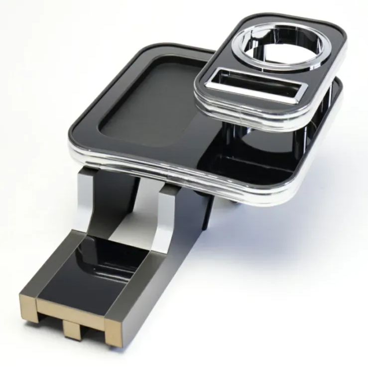 メーカー直送 エブリイ バン ワゴン DA17V DA17W フロント用 ピアノブラック スリーピース オリジナル 自動車用 センターテーブル ドリンクホルダー 付き コースター付属 ThreePiece!エンブレム付属 フロント テーブル