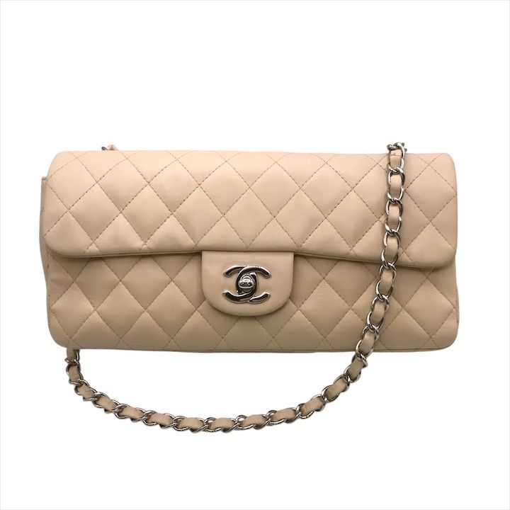 CHANEL シャネル ココマーク マトラッセ ラムスキン シングル フラップ チェーン ショルダー バッグ 肩掛け レディース クリーム dd2