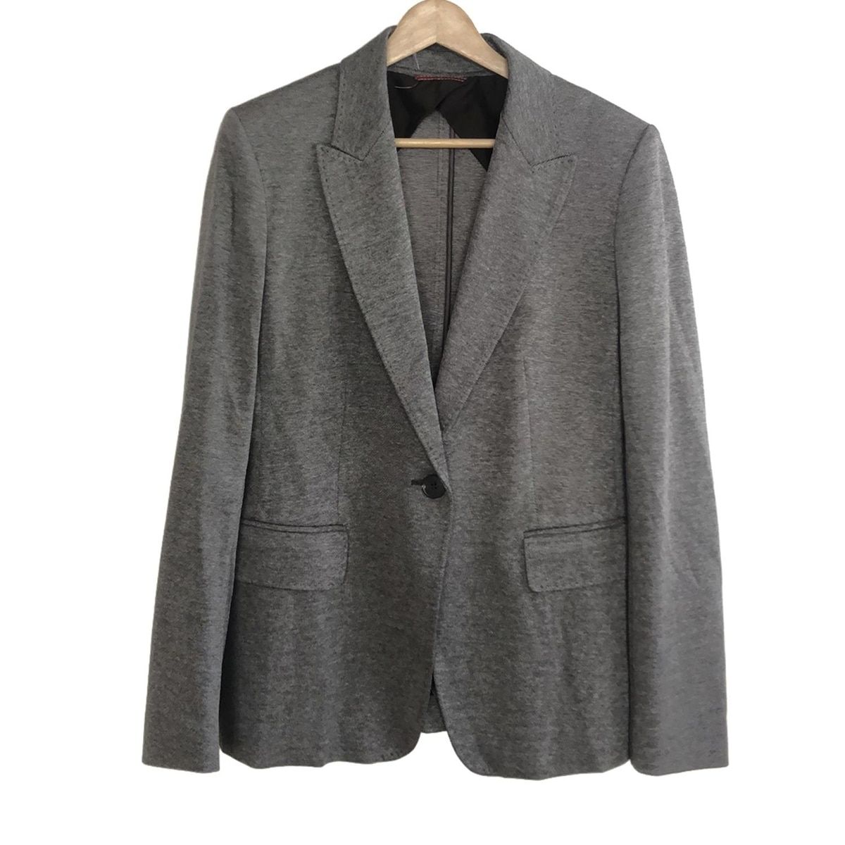 Max Mara STUDIO マックスマーラスタジオ ジャケット サイズ44 L レディース - ライトグレー×ダークブラウン 長袖 春 秋