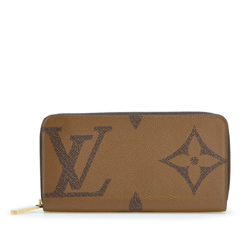 ルイ ヴィトン モノグラム ジャイアント リバース 長財布 ラウンドファスナー M69353 ブラウン PVC レザー レディース LOUIS VUITTON 1-0232873
