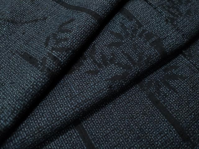 平和屋着物●本場結城紬　重要無形文化財　100亀甲　笹竹文　正絹　逸品　CAAS7455yc 平和屋着物○本場結城紬 重要無形文化財 100亀甲 笹竹文 正絹 逸品