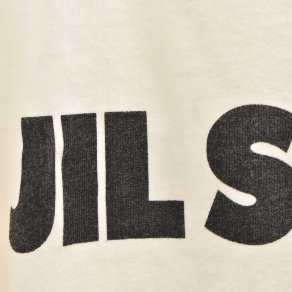 ジルサンダー ロゴT 2021SS ホワイト×黒 S JSCP707020 JIL SANDER (ジルサンダー) フロントロゴプリントオーバーサイズ半袖T