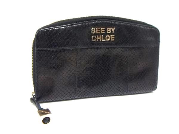 SeeByChloe シーバイクロエ パイソン型押しレザー ラウンドファスナー