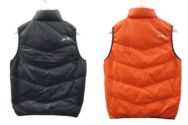 ステューシー STUSSY リバーシブル ダウンベスト S ネイビー