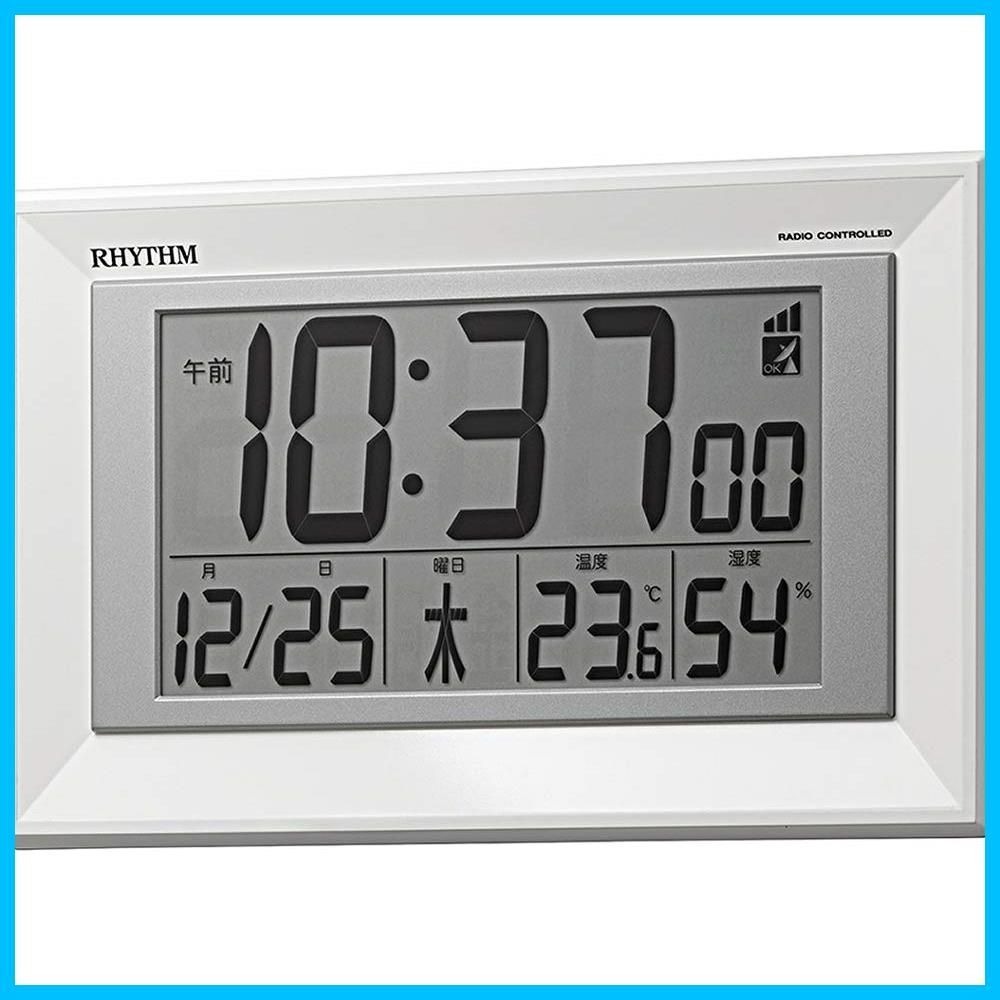 置き掛け兼用 温度 デジタル 湿度 電波時計 カレンダー 白 掛け時計 16.4