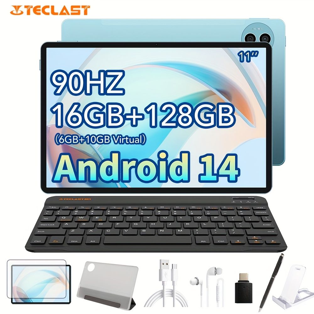 Teclast P50 11インチタブレット - 90Hz 6GB RAM 128GB ROM Android 14 メタルユニボディ 8000mAhバッテリー Type-C充電 デュアルSIM LTEサポート キーボードおよびアクセサリー付き エンター