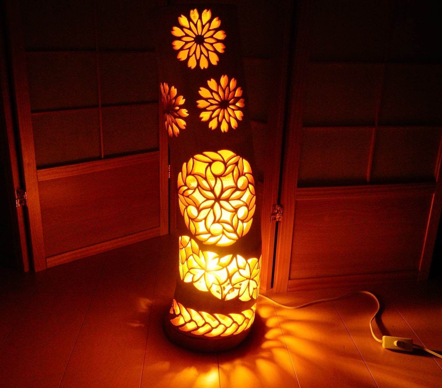 ◇全面彫◇竹灯り・竹あかり・竹灯籠 ～～ 癒しの灯り ☆光長槍  